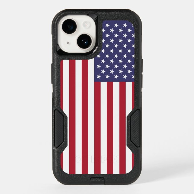Patriotic OtterBox iPhone 14 Case with USA Flag (Back)