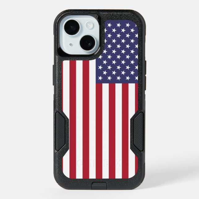 Patriotic OtterBox iPhone 15 Case with USA Flag (Back)
