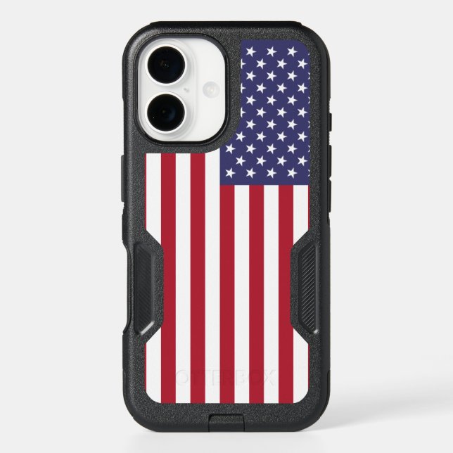 Patriotic OtterBox iPhone 16 Case with USA Flag (Back)