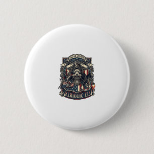 Patriotic Outlaw Skull Sheriff Dark Patriot Skelet Button