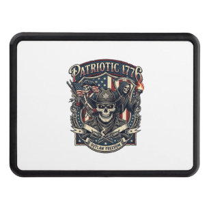 Patriotic Outlaw Skull Sheriff Dark Patriot Skelet Hitch Cover