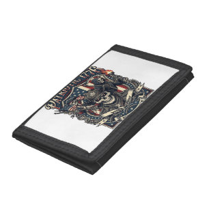 Patriotic Outlaw Skull Sheriff Dark Patriot Skelet Trifold Wallet