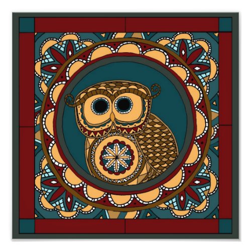 Patriotic Owl Mandala Photo Print