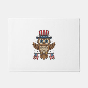 Patriotic Owl Vintage Engraving Graphic_1 Doormat