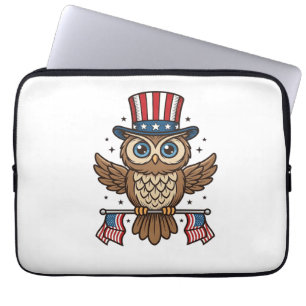 Patriotic Owl Vintage Engraving Graphic_1 Laptop Sleeve