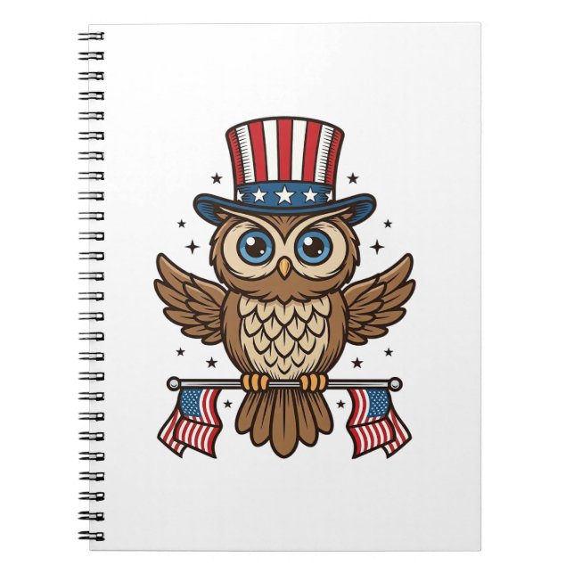 Patriotic Owl Vintage Engraving Graphic_1 Notebook (Front)