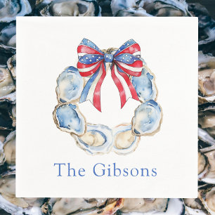 Patriotic Oyster Wreath Personalized Napkins