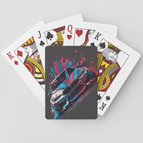 Patriotic Paint Splatter BMW Playing Cards