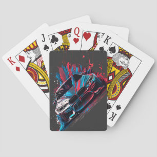 Patriotic Paint Splatter BMW Poker Cards