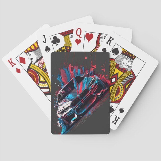 Patriotic Paint Splatter BMW Poker Cards (Back)