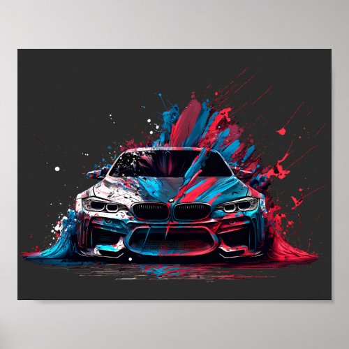 Patriotic Paint Splatter BMW Poster