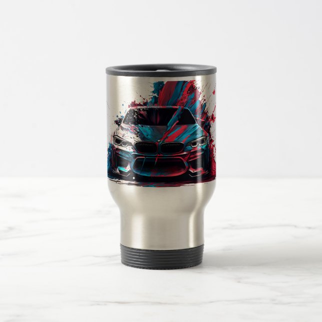 Patriotic Paint Splatter BMW Travel Mug (Center)