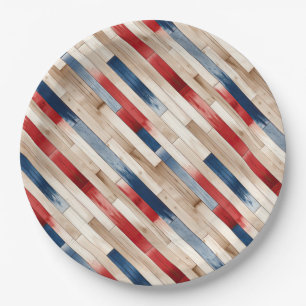 Patriotic Painted Planks Paper Plates