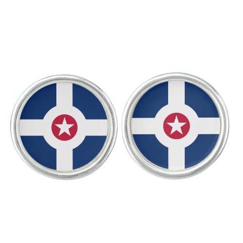 Patriotic pair of cufflinks _ Flag of Indianapolis