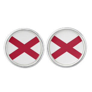 Patriotic pair of cufflinks with Flag of Alabama