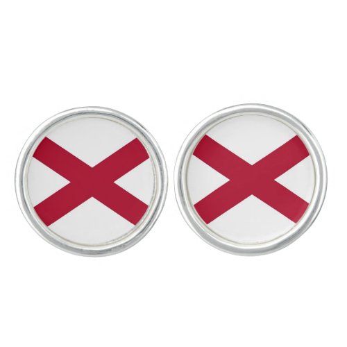 Patriotic pair of cufflinks with Flag of Alabama