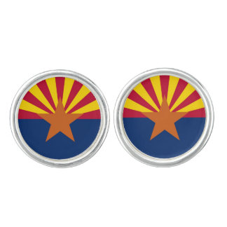 Patriotic pair of cufflinks with Flag of Arizona
