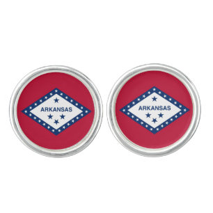 Patriotic pair of cufflinks with Flag of Arkansas