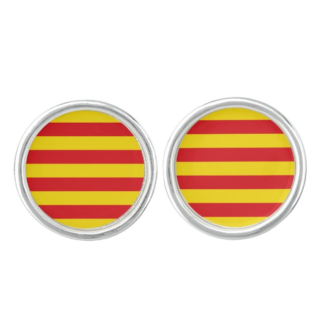 Patriotic pair of cufflinks with Flag of Catalonia (Front)