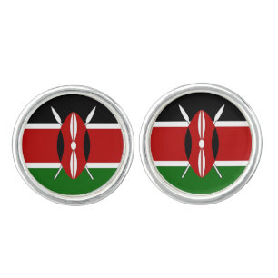 Patriotic pair of cufflinks with Flag of Kenya