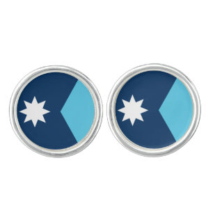 Patriotic pair of cufflinks with Flag of Minnesota