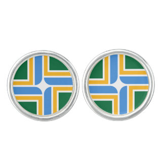Patriotic pair of cufflinks with Flag of Portland