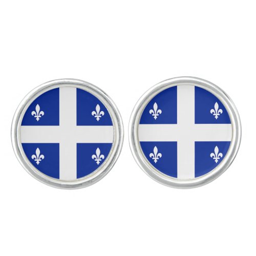 Patriotic pair of cufflinks with Flag of Quebec