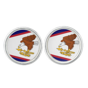 Patriotic pair of cufflinks with Flag of Samoa