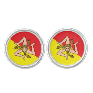 Patriotic pair of cufflinks with Flag of Sicily