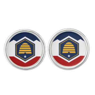 Patriotic pair of cufflinks with Flag of Utah, USA