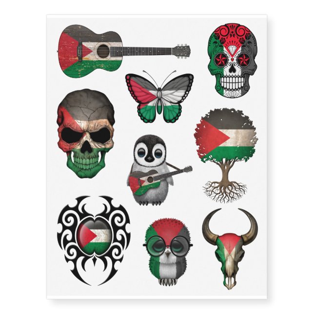 Patriotic Palestinian Flags Collection Temporary Tattoos (Front)
