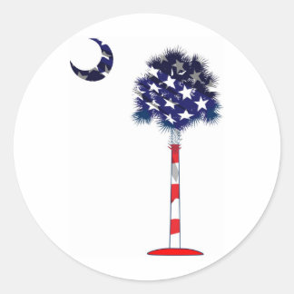 Patriotic Palmetto tree Classic Round Sticker