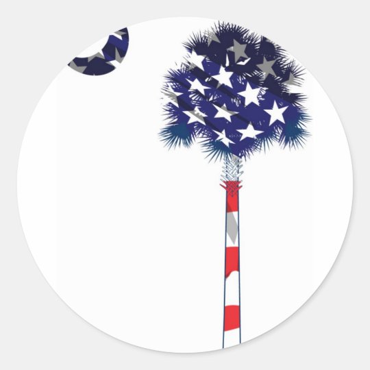 Patriotic Palmetto tree Classic Round Sticker