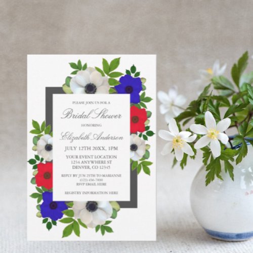 Patriotic Panda Anemone Bridal Shower Invitation