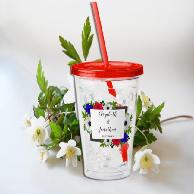 Patriotic Panda Anemone Wedding Acrylic Tumbler (Creator Uploaded)