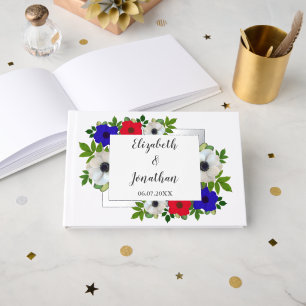 Patriotic Panda Anemone Wedding Foil Guest Book