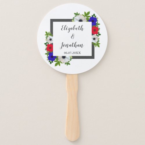 Patriotic Panda Anemone Wedding Hand Fan