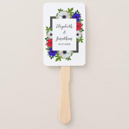 Patriotic Panda Anemone Wedding Hand Fan