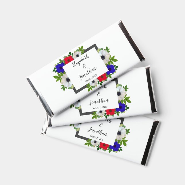 Patriotic Panda Anemone Wedding Hershey Bar Favors (Front)