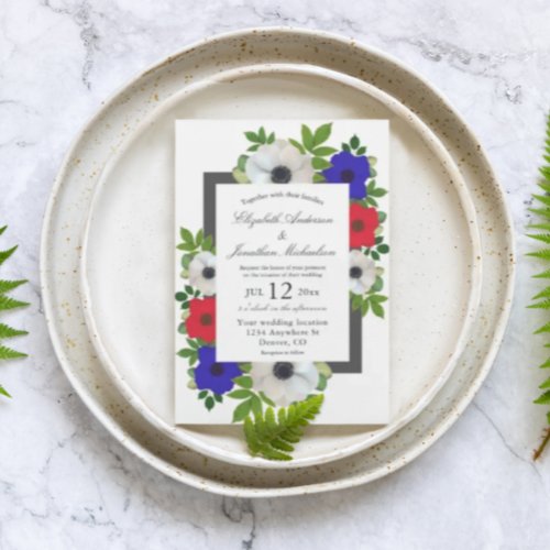 Patriotic Panda Anemone Wedding Invitation