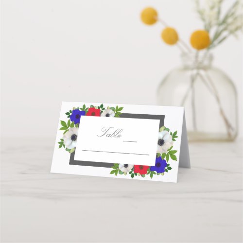 Patriotic Panda Anemone Wedding Place Card