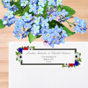 Patriotic Panda Anemone Wedding Return Address Label