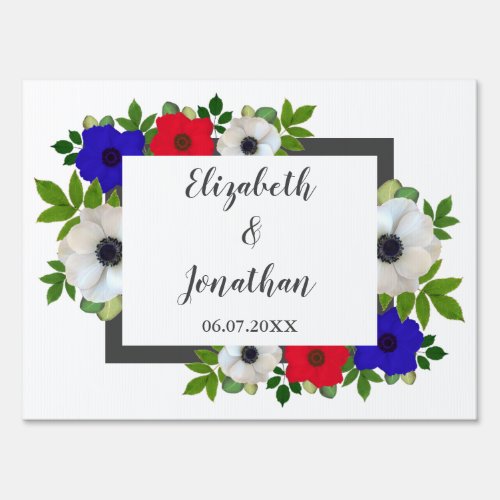 Patriotic Panda Anemone Wedding Sign