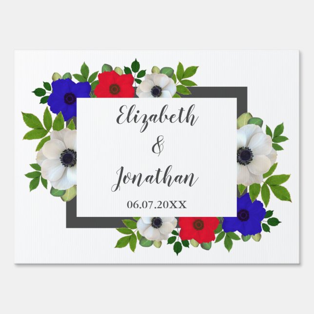 Patriotic Panda Anemone Wedding Sign (Front)