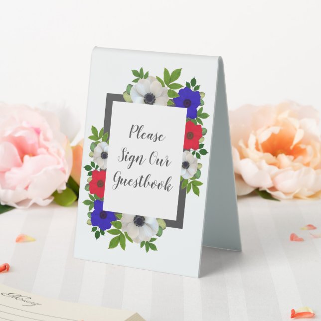 Patriotic Panda Anemone Wedding Table Tent (In SItu (Wedding))