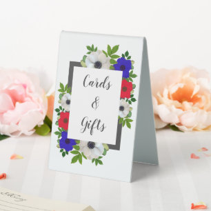 Patriotic Panda Anemone Wedding Table Tent