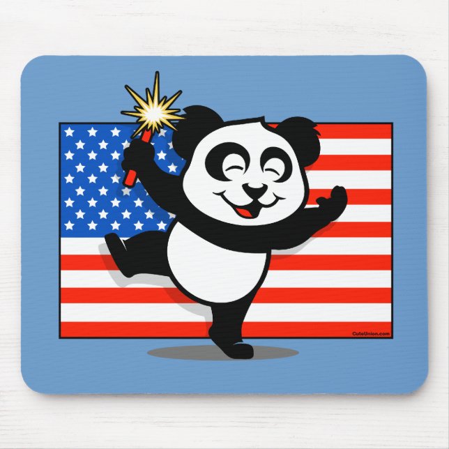 Patriotic Panda With American Flag Mouse Pad (Front)