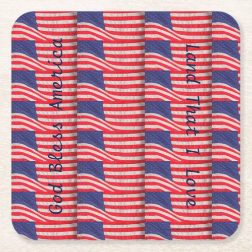 Patriotic Paper Coaster American Flags Square Paper Coaster