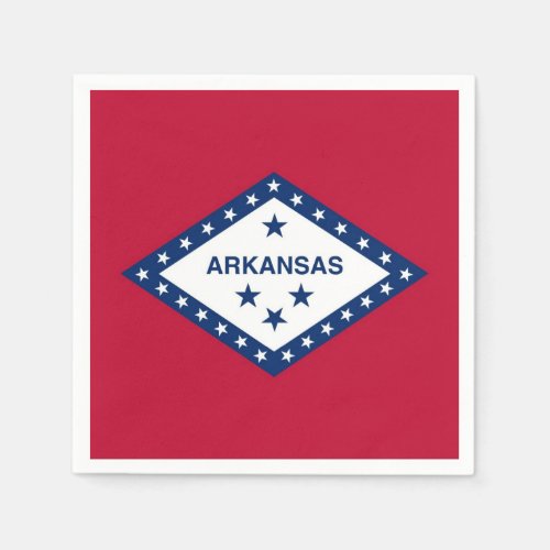 Patriotic paper napkins with flag of Arkansas USA