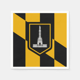 Patriotic paper napkins with flag of Baltimore